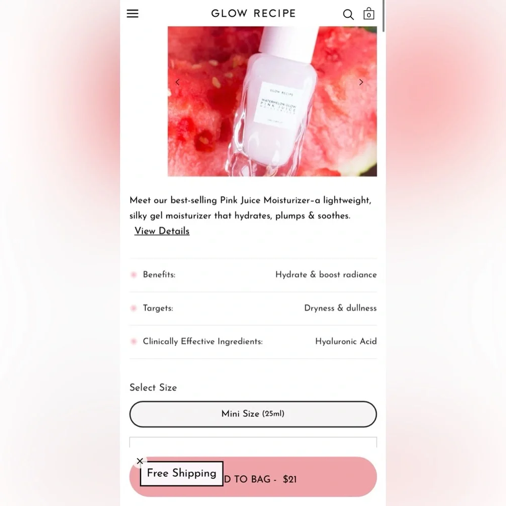 Glow Recipe Watermelon Glow Pink Juice Moisturizer ( NEW NO BOX)